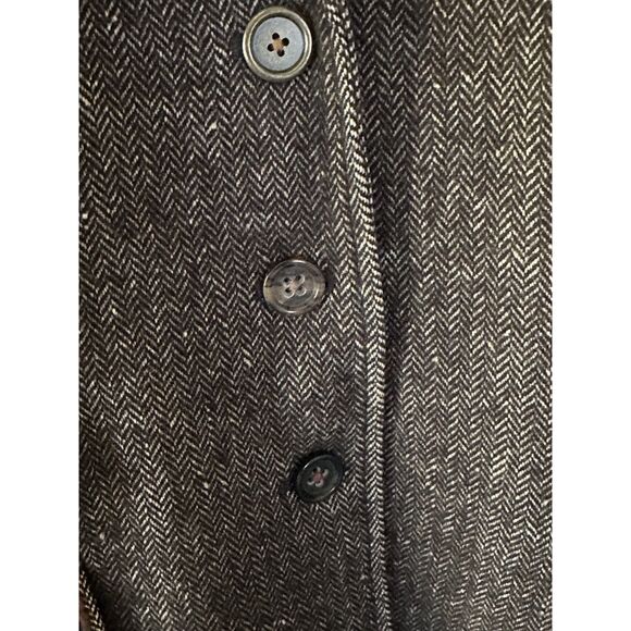 Vintage Herringbone Blazer Brown Elbow Patches Sz 6 Equestrian Dark Academia - Picture 4 of 8